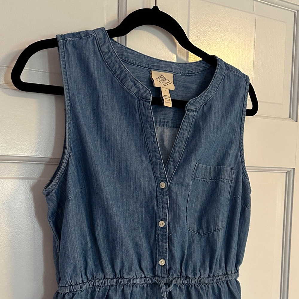 St. John's Bay Light Blue Denim-Look Women's Dress Cotton Size Large